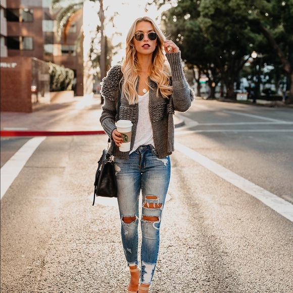 Vici Snuggled Up Fringe Knit Jacket - Picture 2 of 5